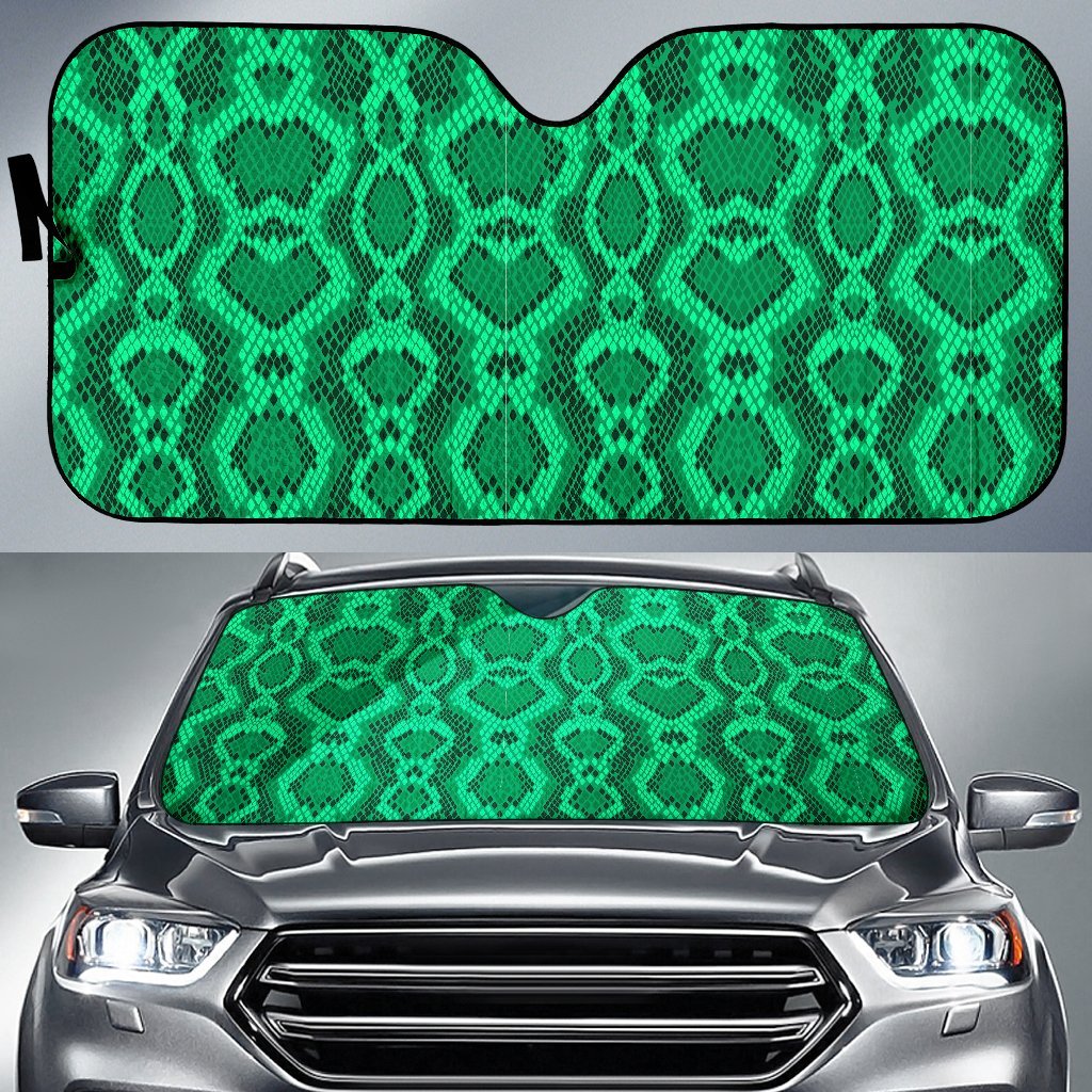 Green Snakeskin Python Skin Pattern Print Car Sun Shade-grizzshop