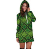Green Snakeskin print Hoodie Dress-grizzshop