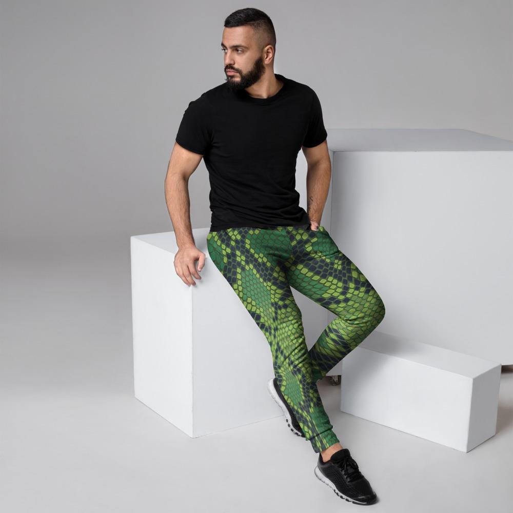 Green Snakeskin print Men's Joggers-grizzshop