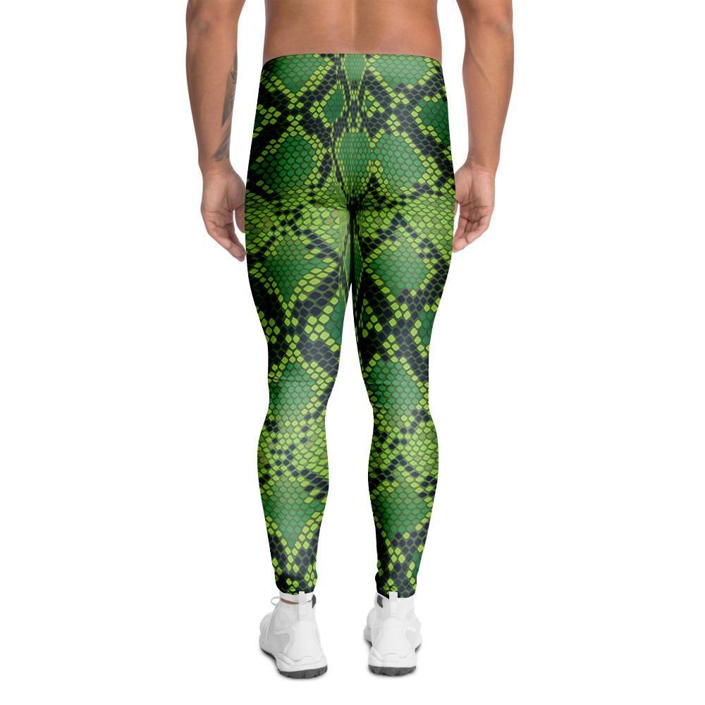 Green Snakeskin print Men's Leggings-grizzshop