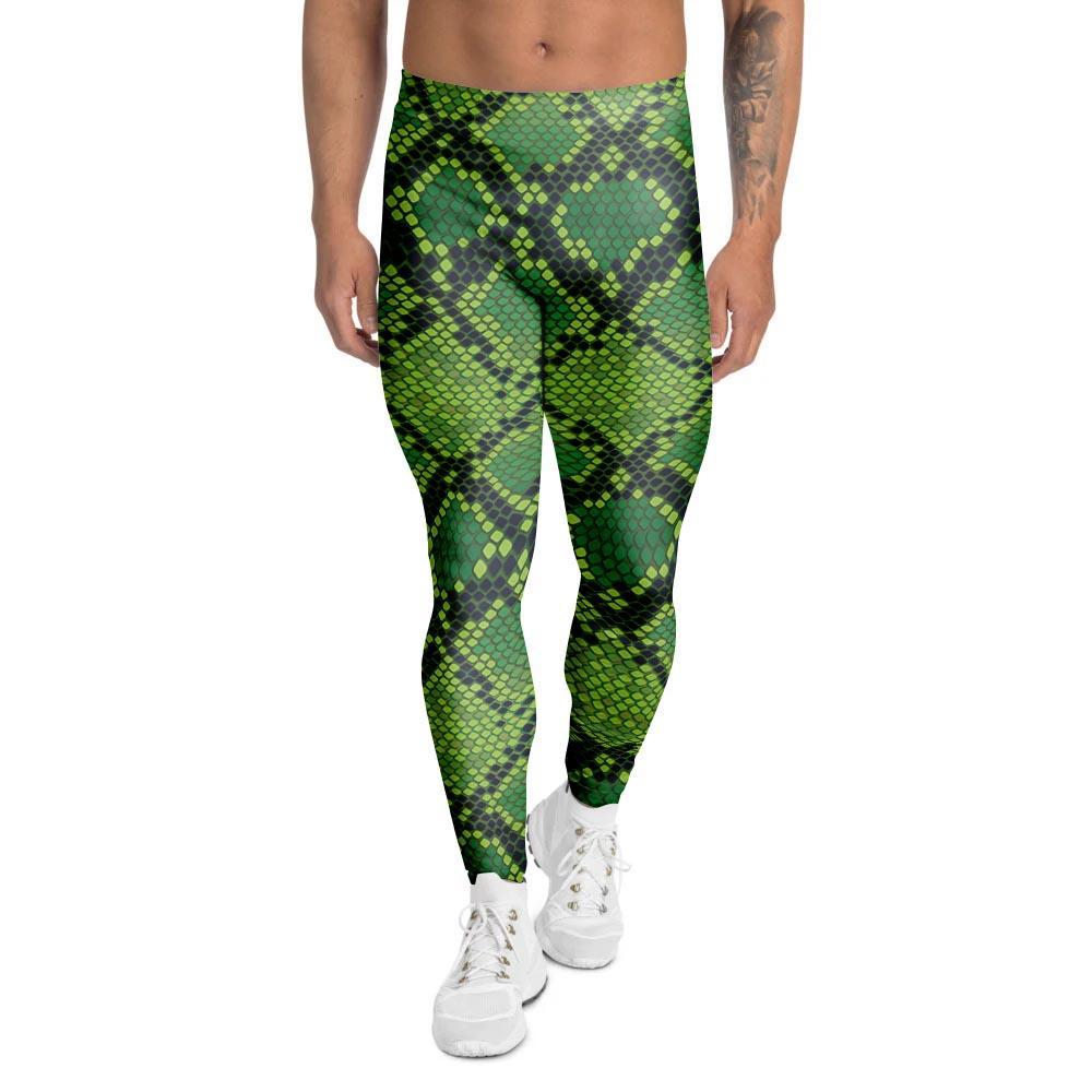 Green Snakeskin print Men's Leggings-grizzshop