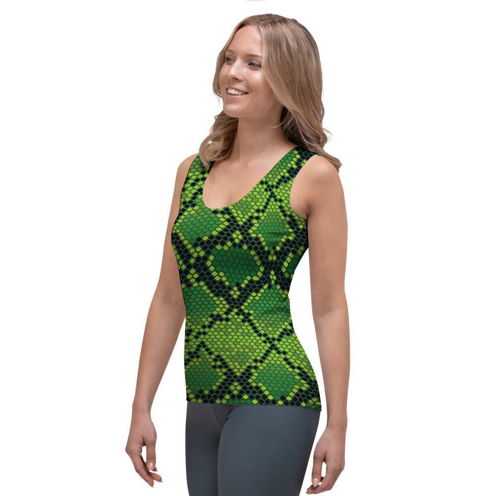 Green Snakeskin print Women's Tank Top-grizzshop