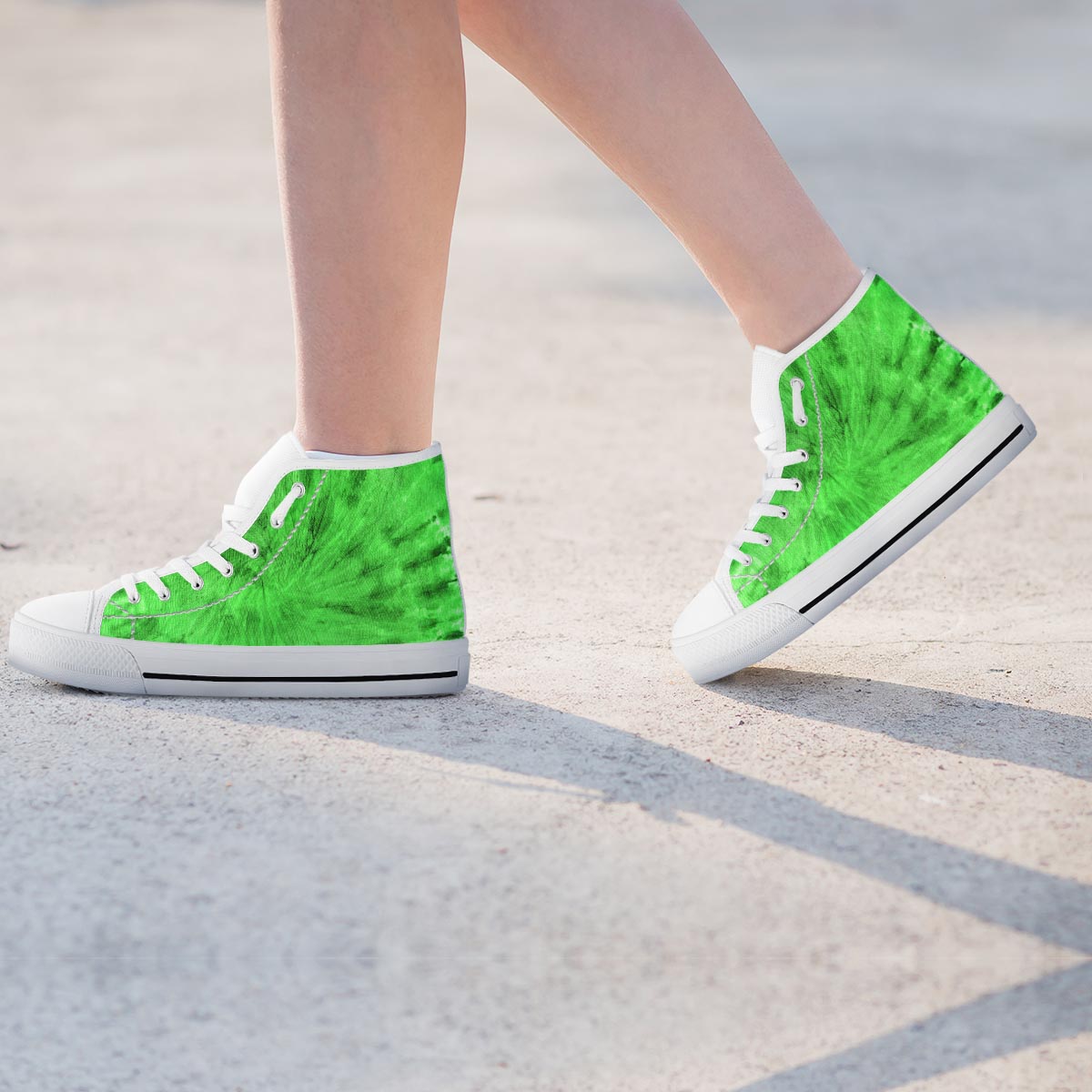 Green Tie Dye Women's High Top Shoes-grizzshop