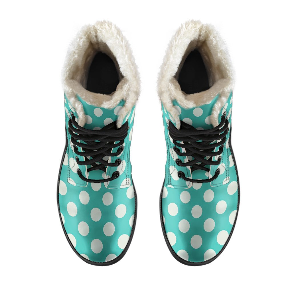 Green White Polka dot Pattern Print Comfy Winter Boots-grizzshop