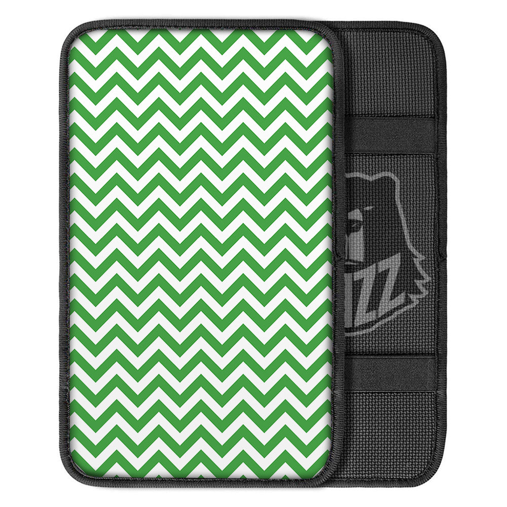 Green Zigzag Print Pattern Car Center Console Cover-grizzshop