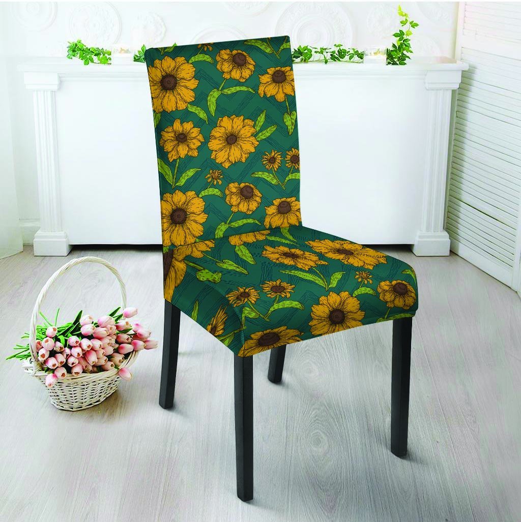 Green Zigzag Sunflower Chair Cover-grizzshop