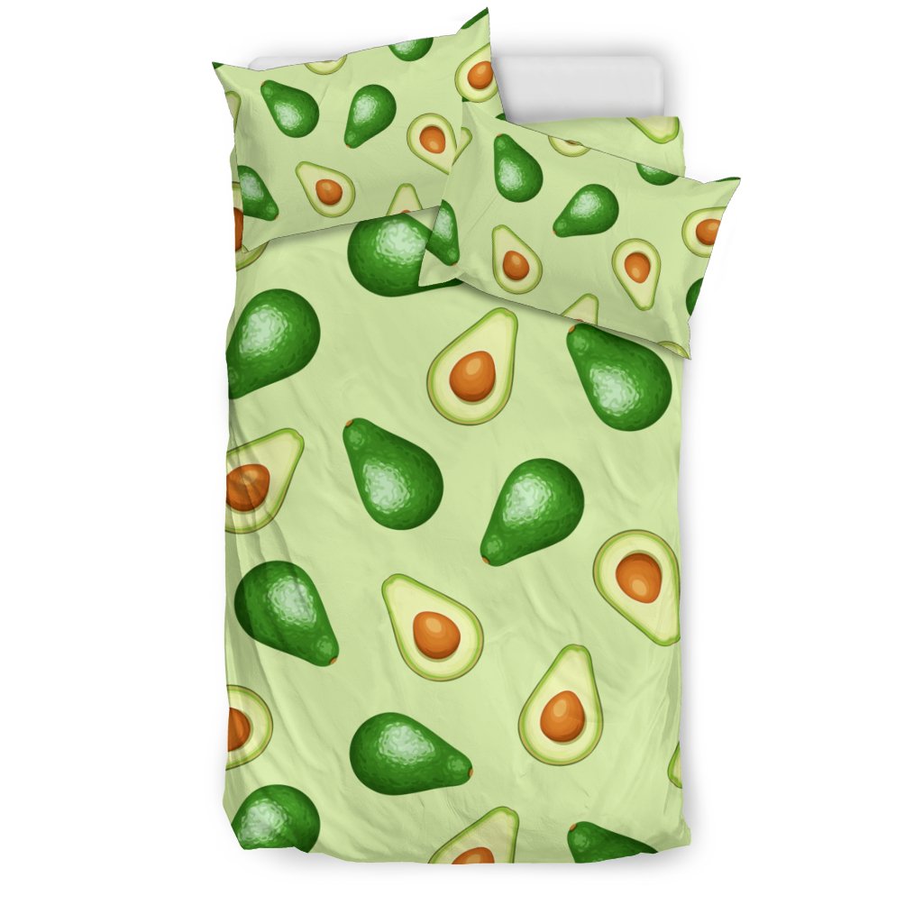 Green Avocado Pattern Print Duvet Cover Bedding Set-grizzshop
