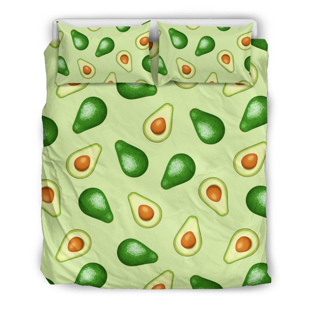 Green Avocado Pattern Print Duvet Cover Bedding Set-grizzshop