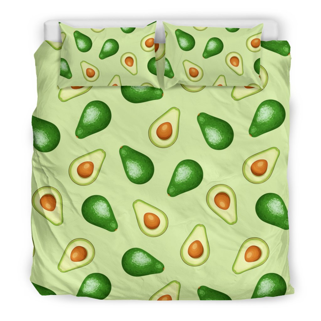 Green Avocado Pattern Print Duvet Cover Bedding Set-grizzshop