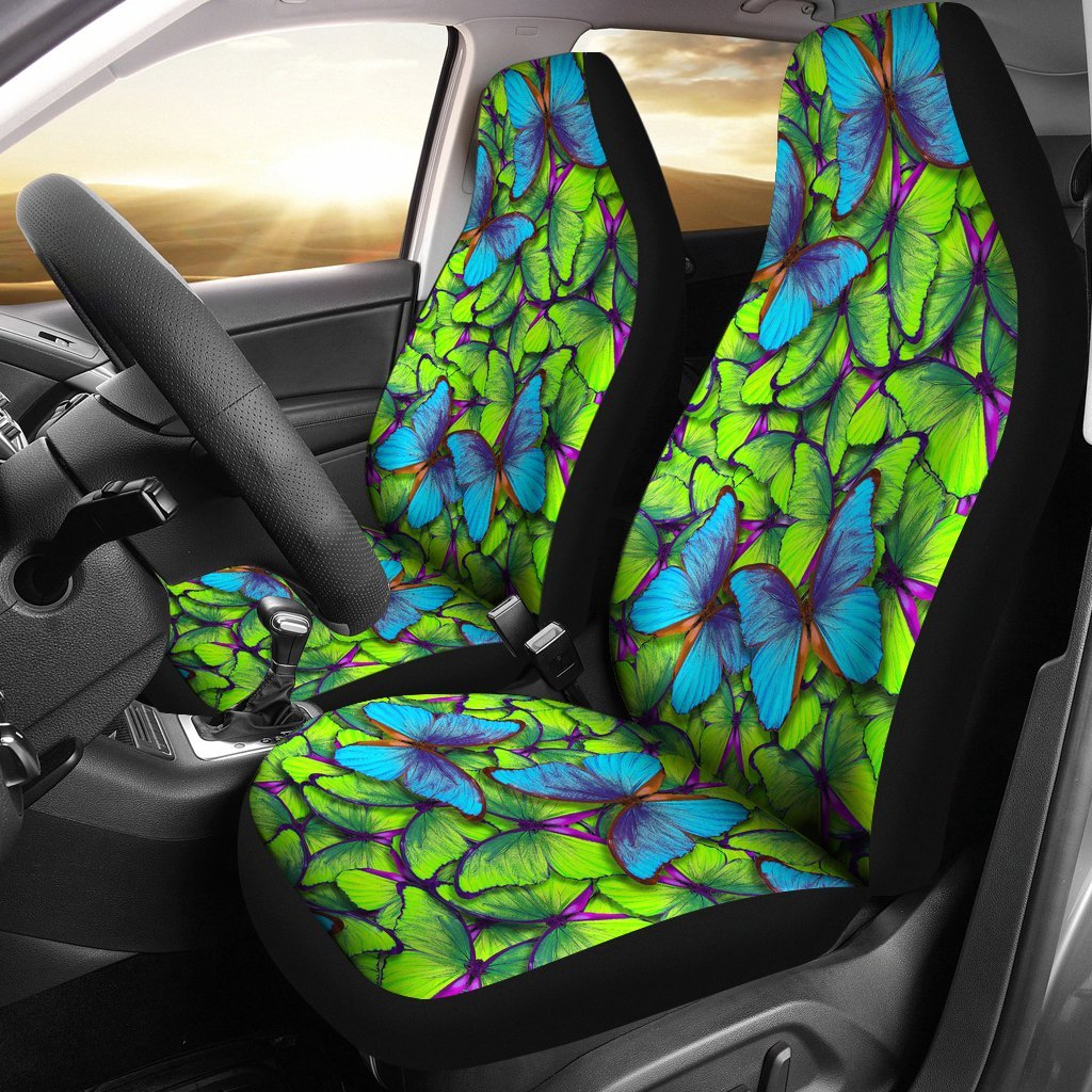 Green Blue Butterfly Pattern Print Universal Fit Car Seat Cover-grizzshop