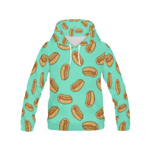 Green Hot Dog Pattern Print Men Pullover Hoodie-grizzshop