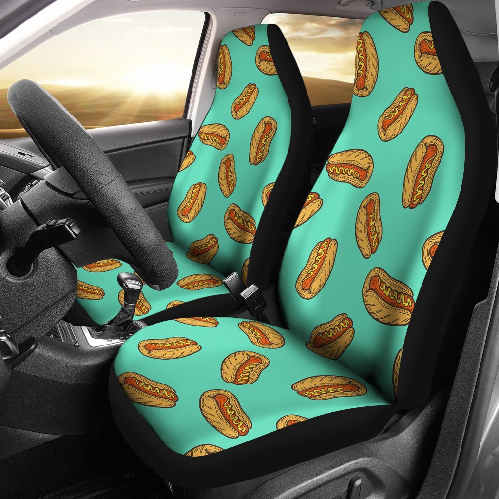 Green Hot Dog Pattern Print Universal Fit Car Seat Cover-grizzshop