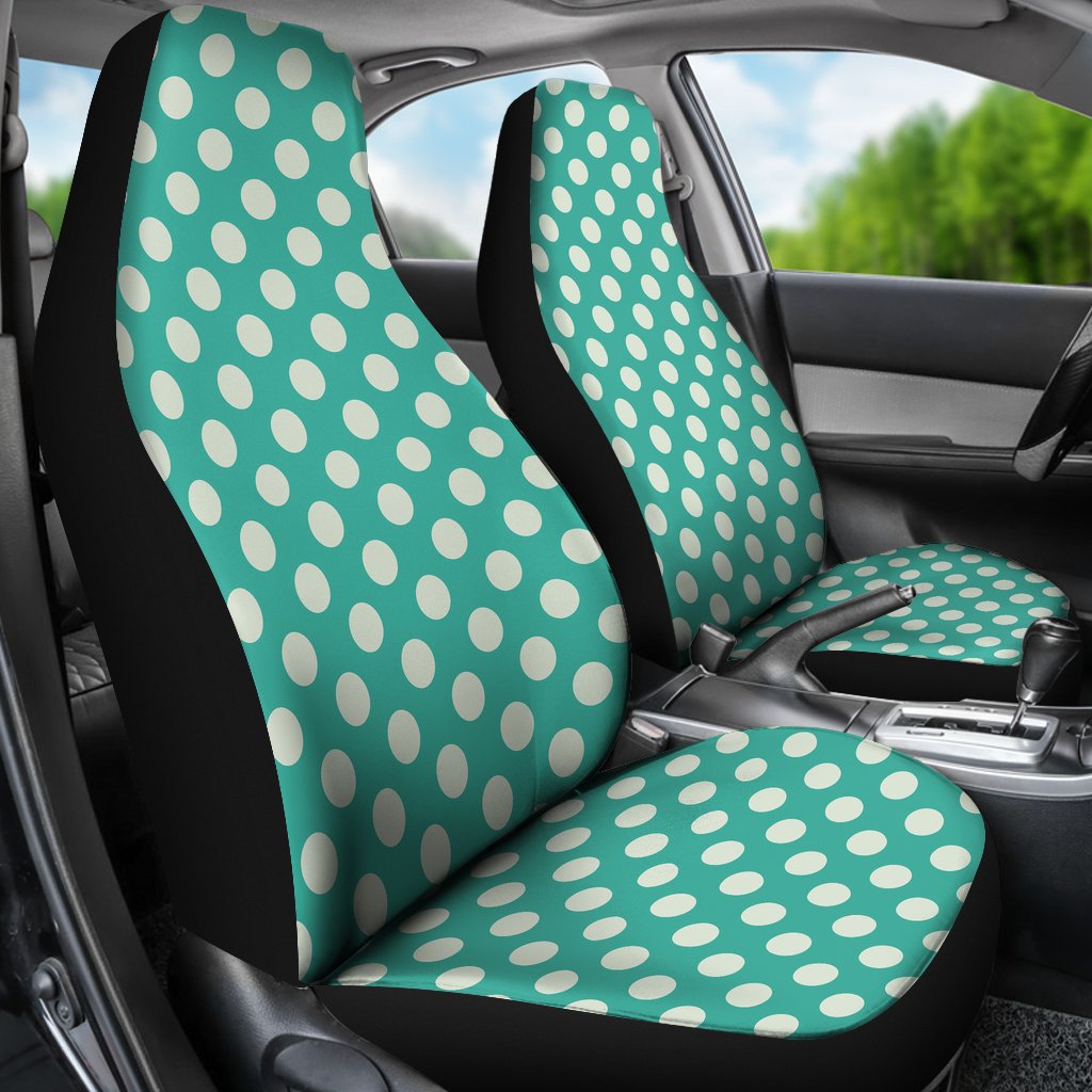 Green White Polka dot Universal Fit Car Seat Cover-grizzshop