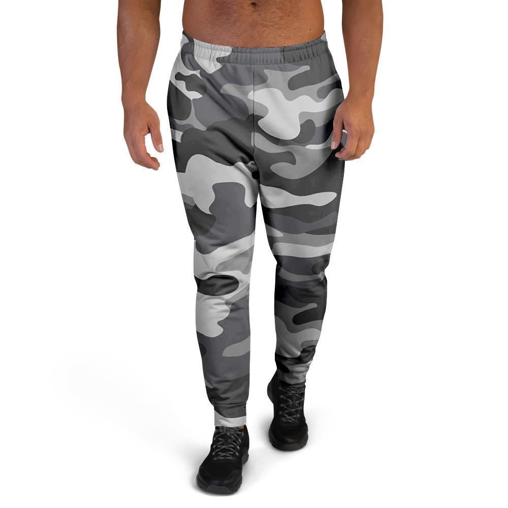 Grey Camouflage Print Men's Joggers-grizzshop