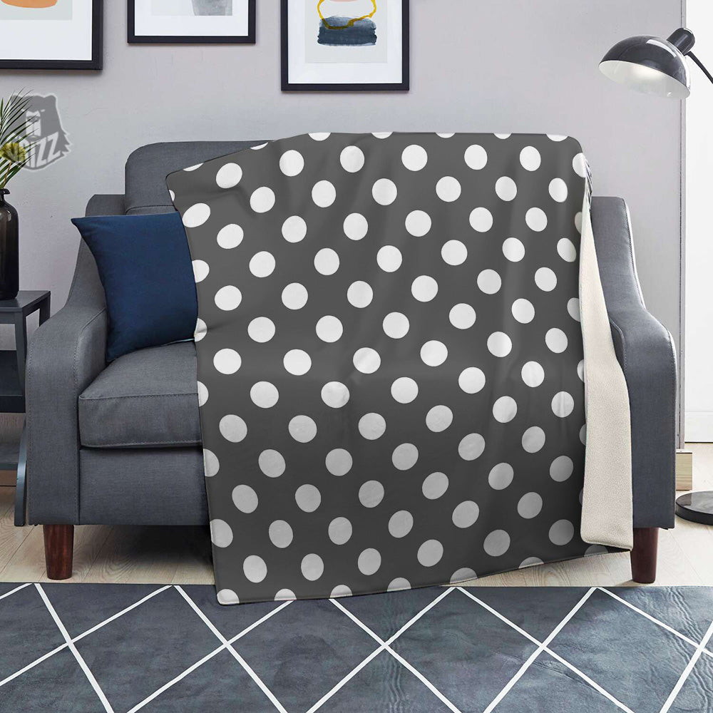 Grey Color Polka Dot Print Pattern Blanket-grizzshop