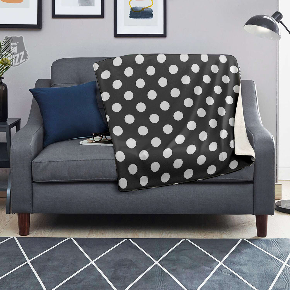Grey Color Polka Dot Print Pattern Blanket-grizzshop