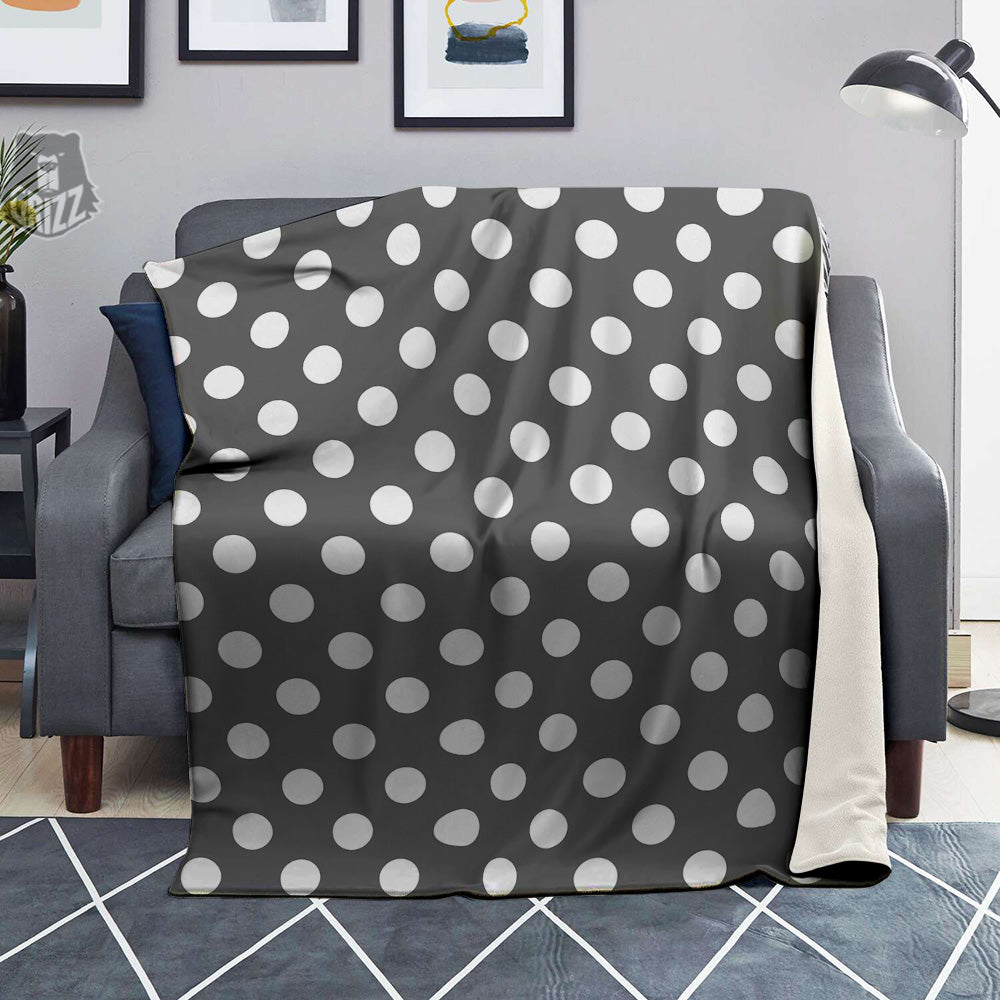 Grey Color Polka Dot Print Pattern Blanket-grizzshop