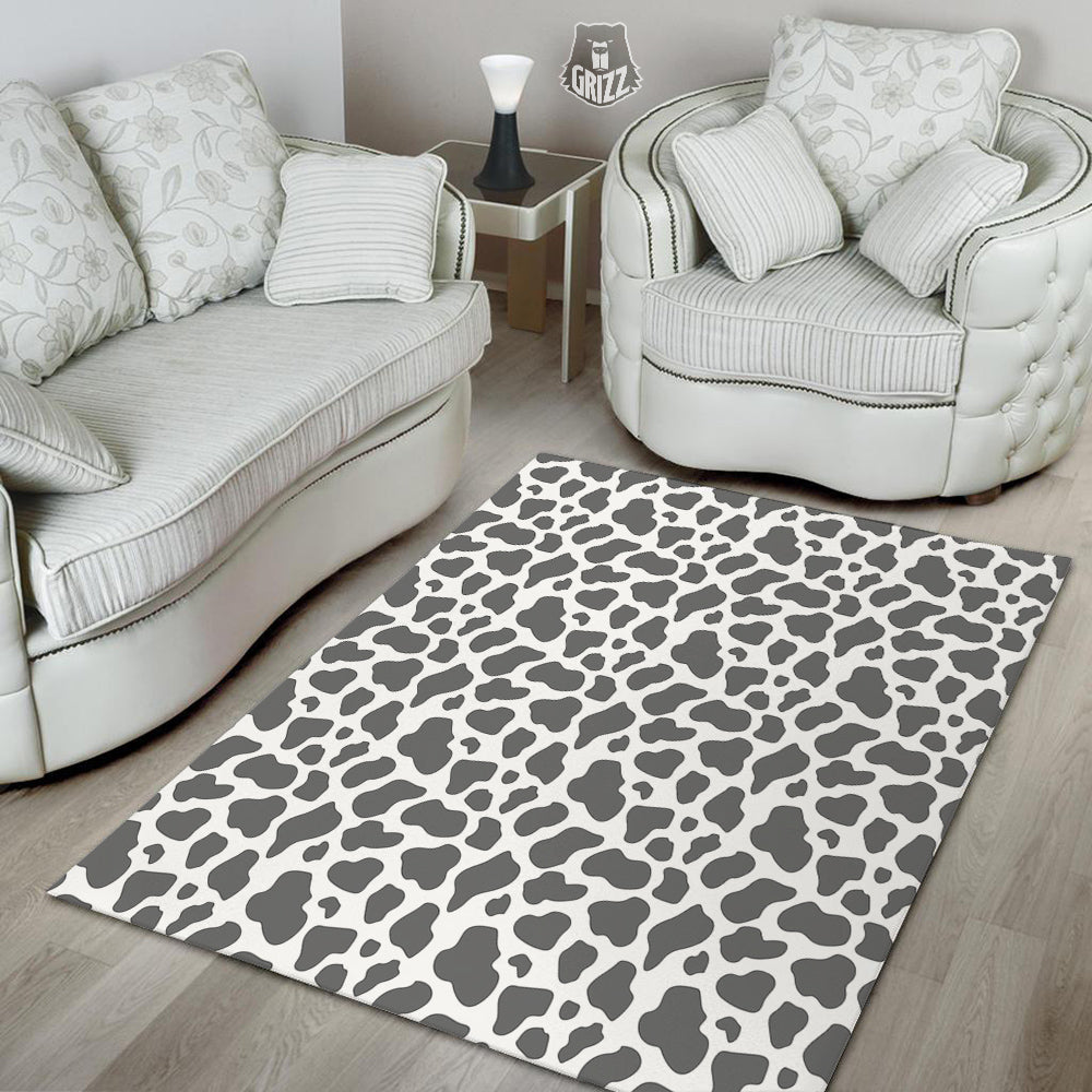 Grey Cow Print Pattern Floor Mat-grizzshop