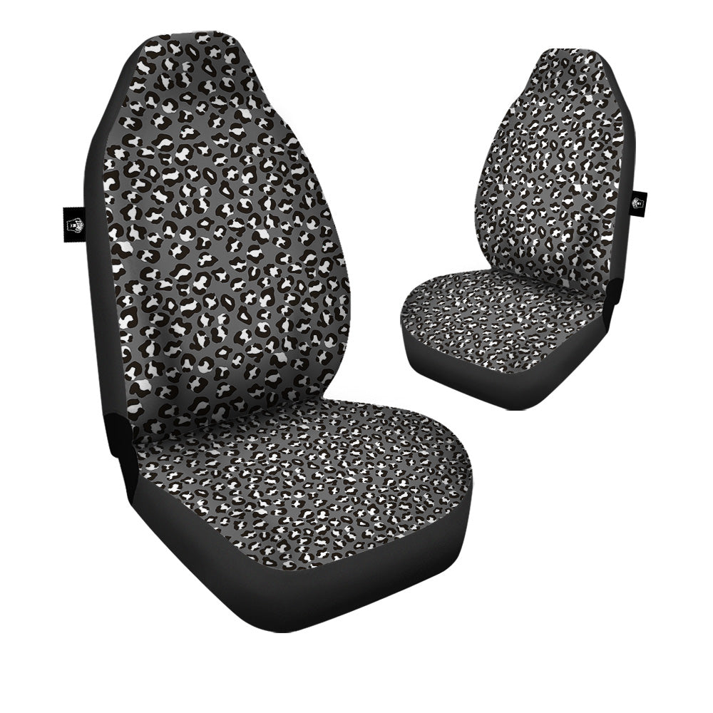 Grey Leopard Print Pattern Car Seat Covers-grizzshop