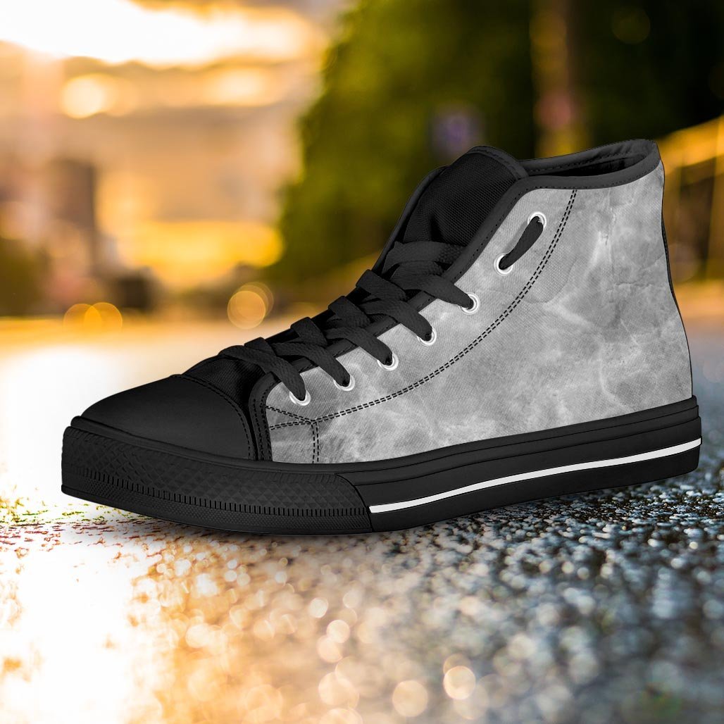 Grey Marble Women's High Top Shoes-grizzshop