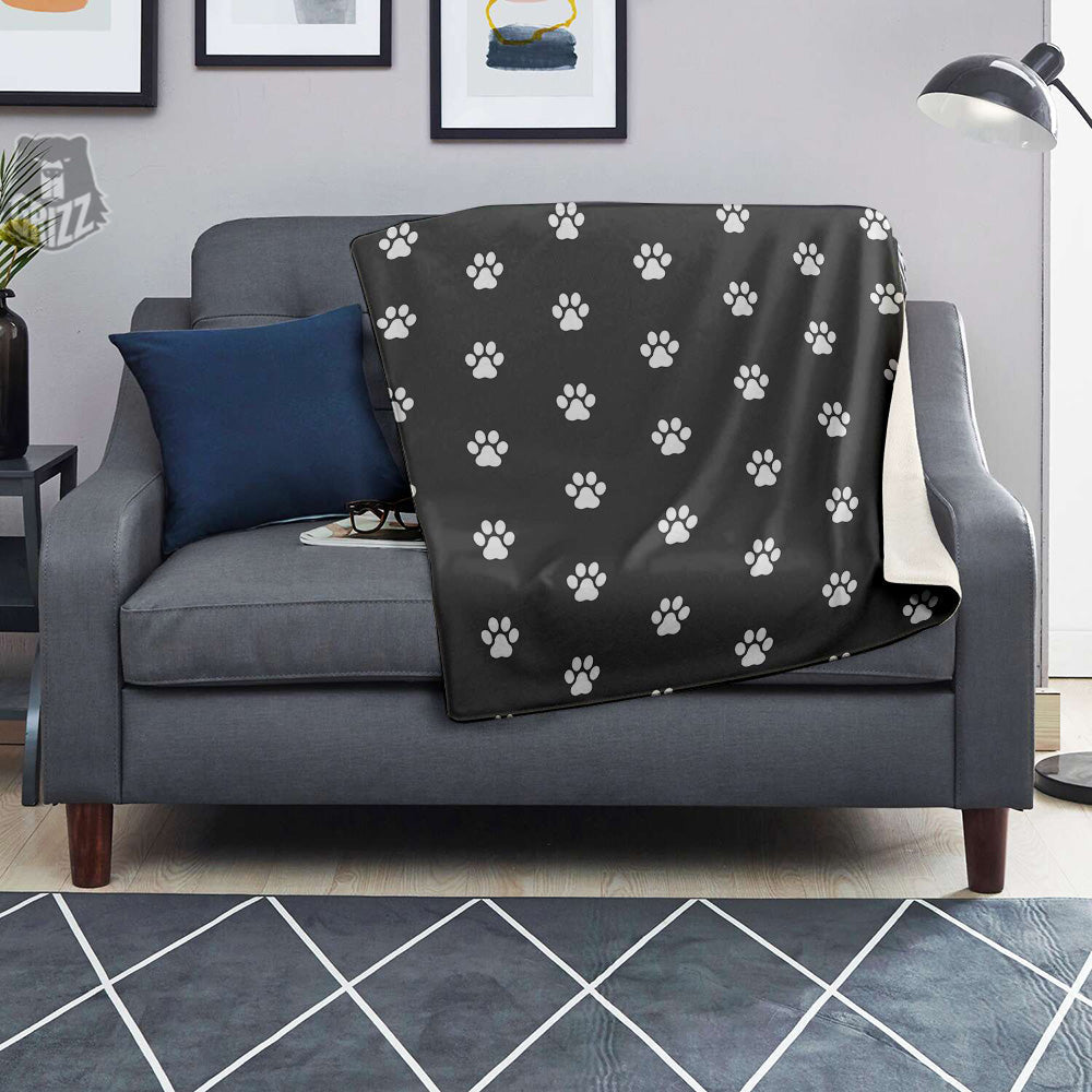 Grey Paw Print Blanket-grizzshop