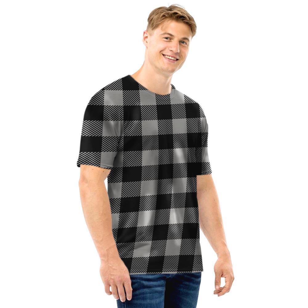 Grey Plaid Men T Shirt-grizzshop