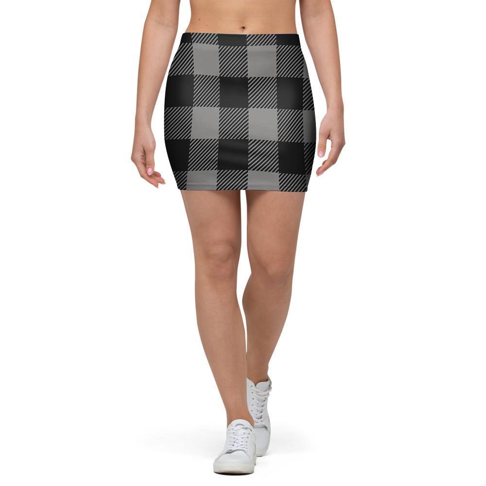 Grey Plaid Mini Skirt-grizzshop