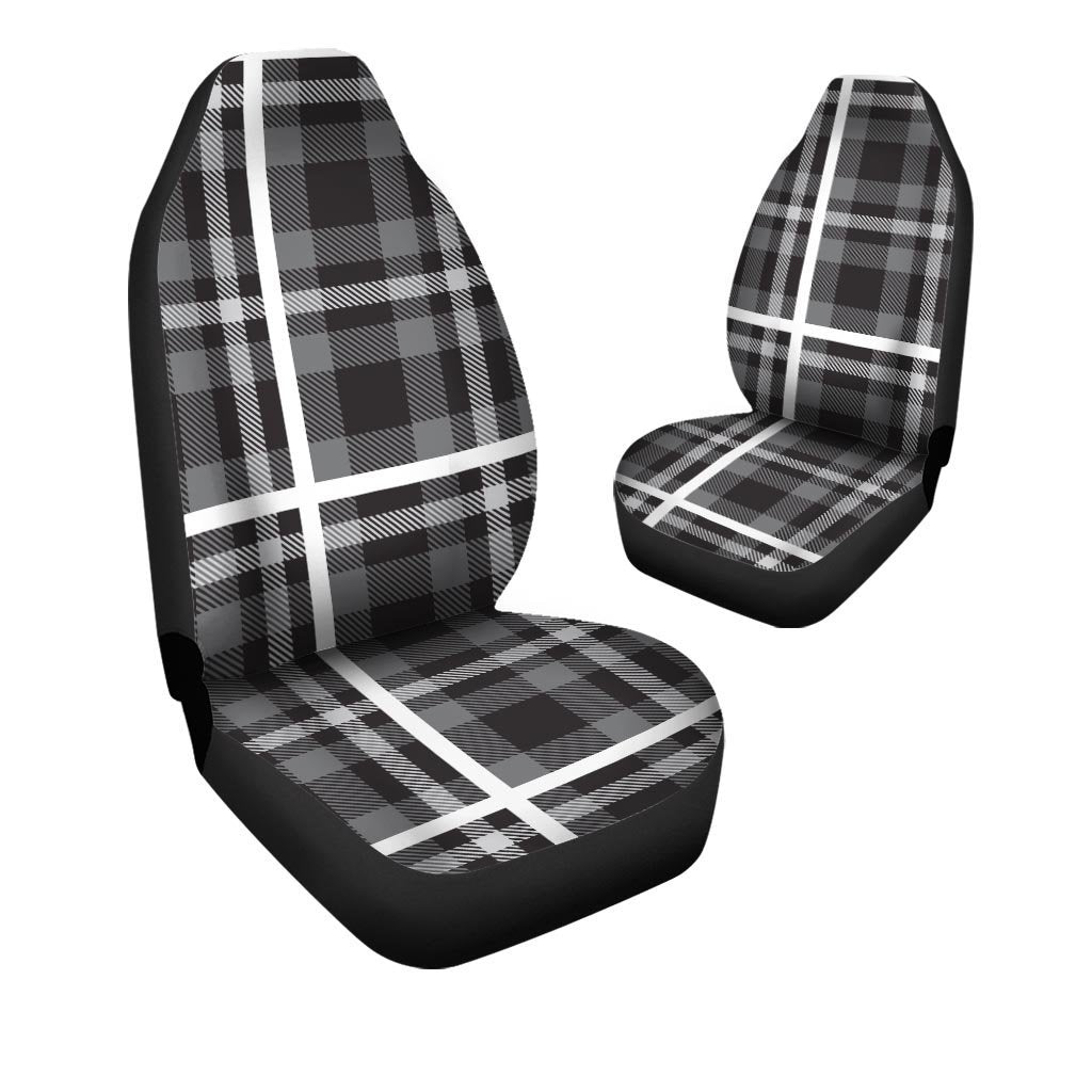 Grey Plaid Tartan Car Seat Covers-grizzshop