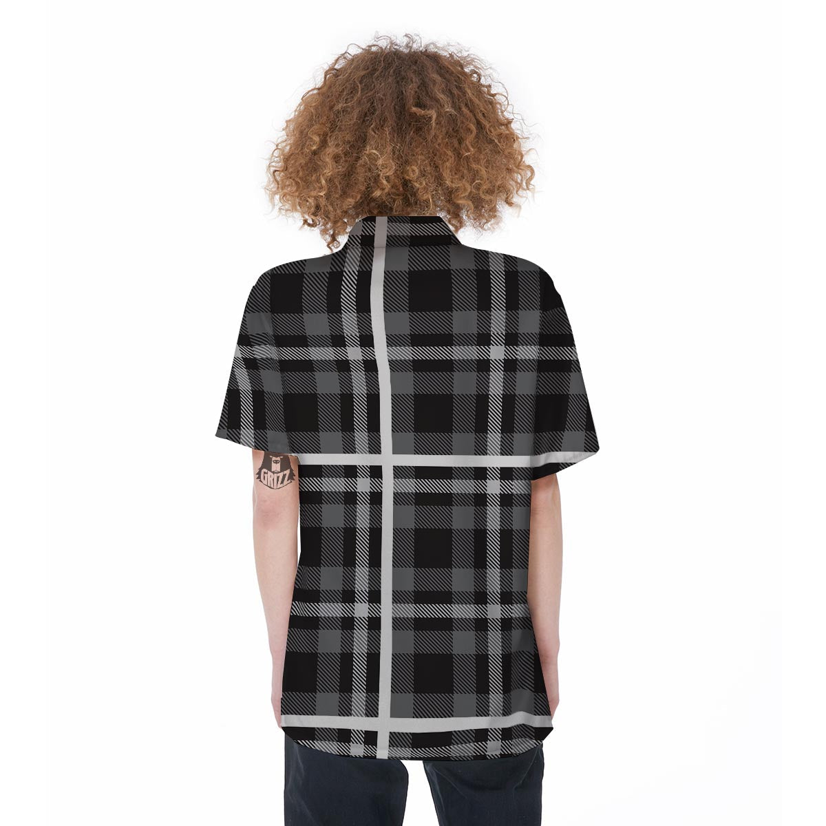 Grey Plaid Tartan Women's Short Sleeve Shirts-grizzshop