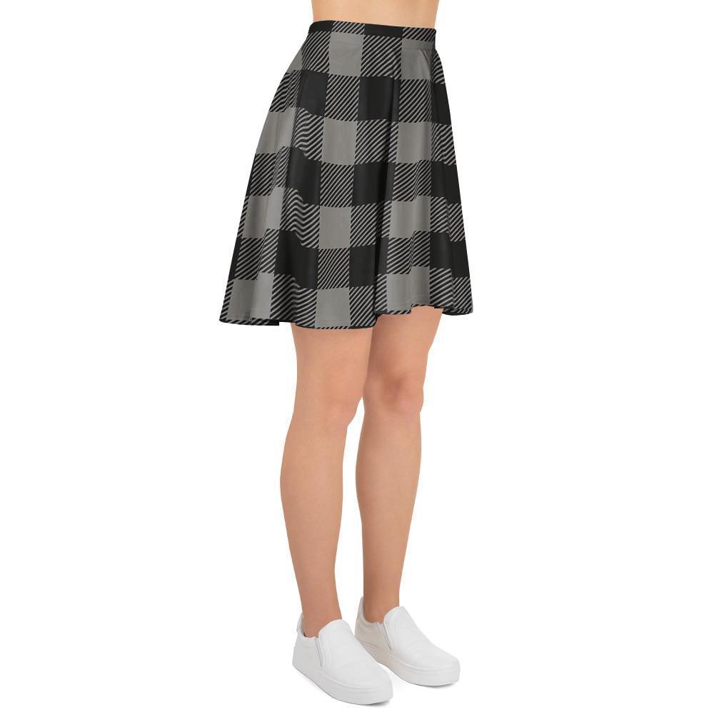 Grey Plaid Women's Skirt-grizzshop