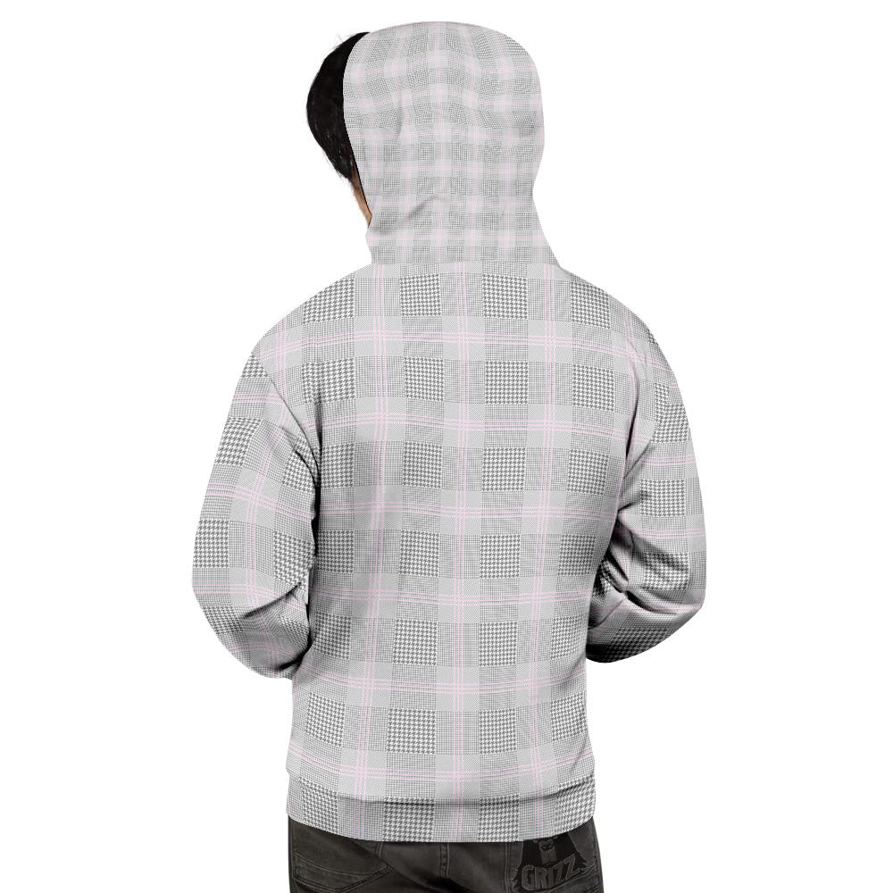 Grey Prince Of Wales Check Print Men's Hoodie-grizzshop