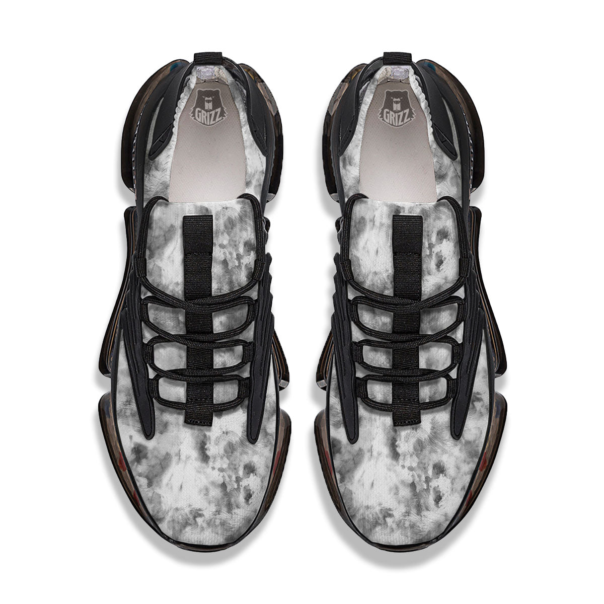 Grey Smoke Marble Print Pattern Black Gym Shoes-grizzshop