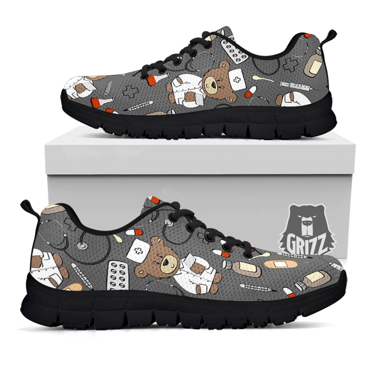 Grey Teddy Bear Nurse - Sneakers-grizzshop