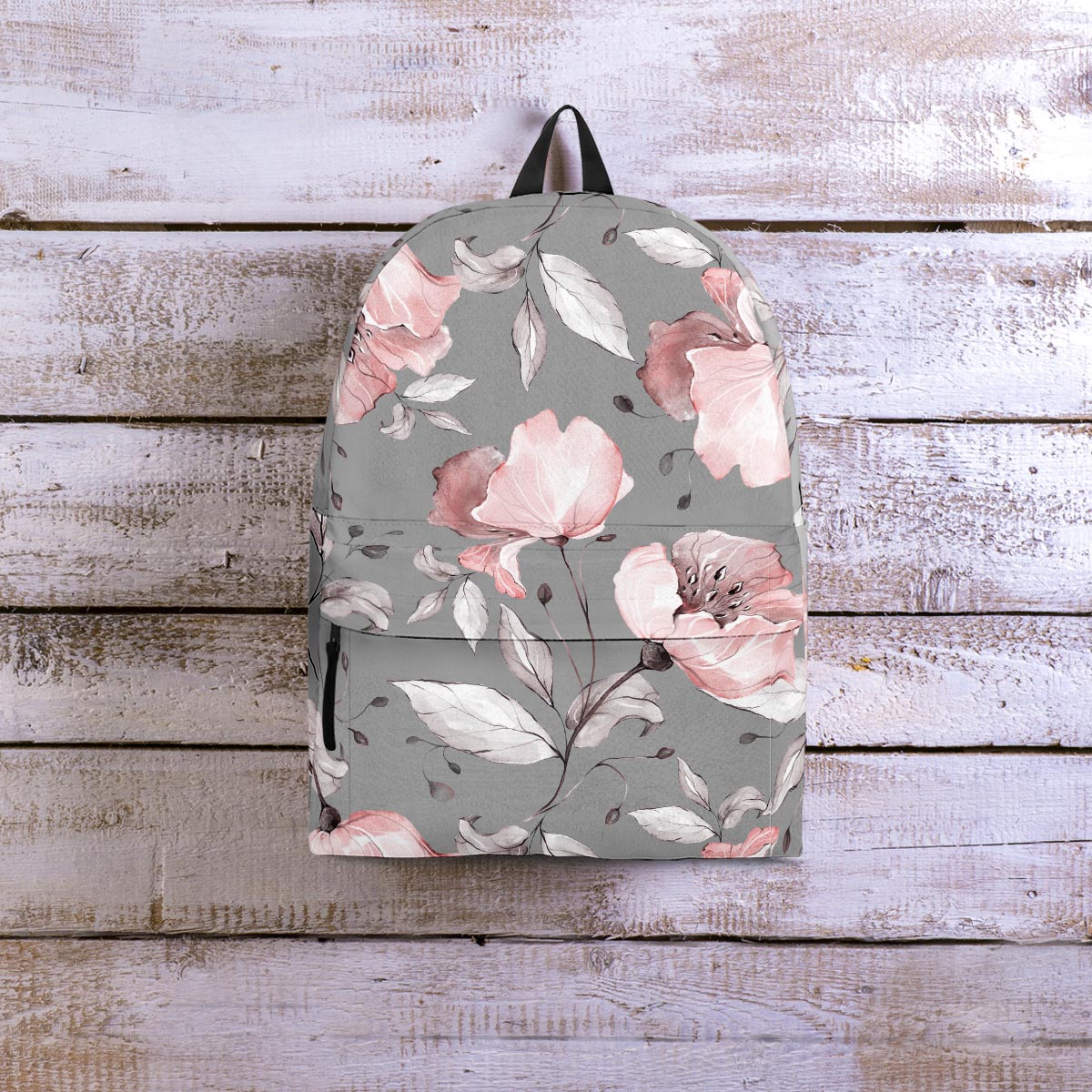 Grey Vintage Floral Print Backpack-grizzshop