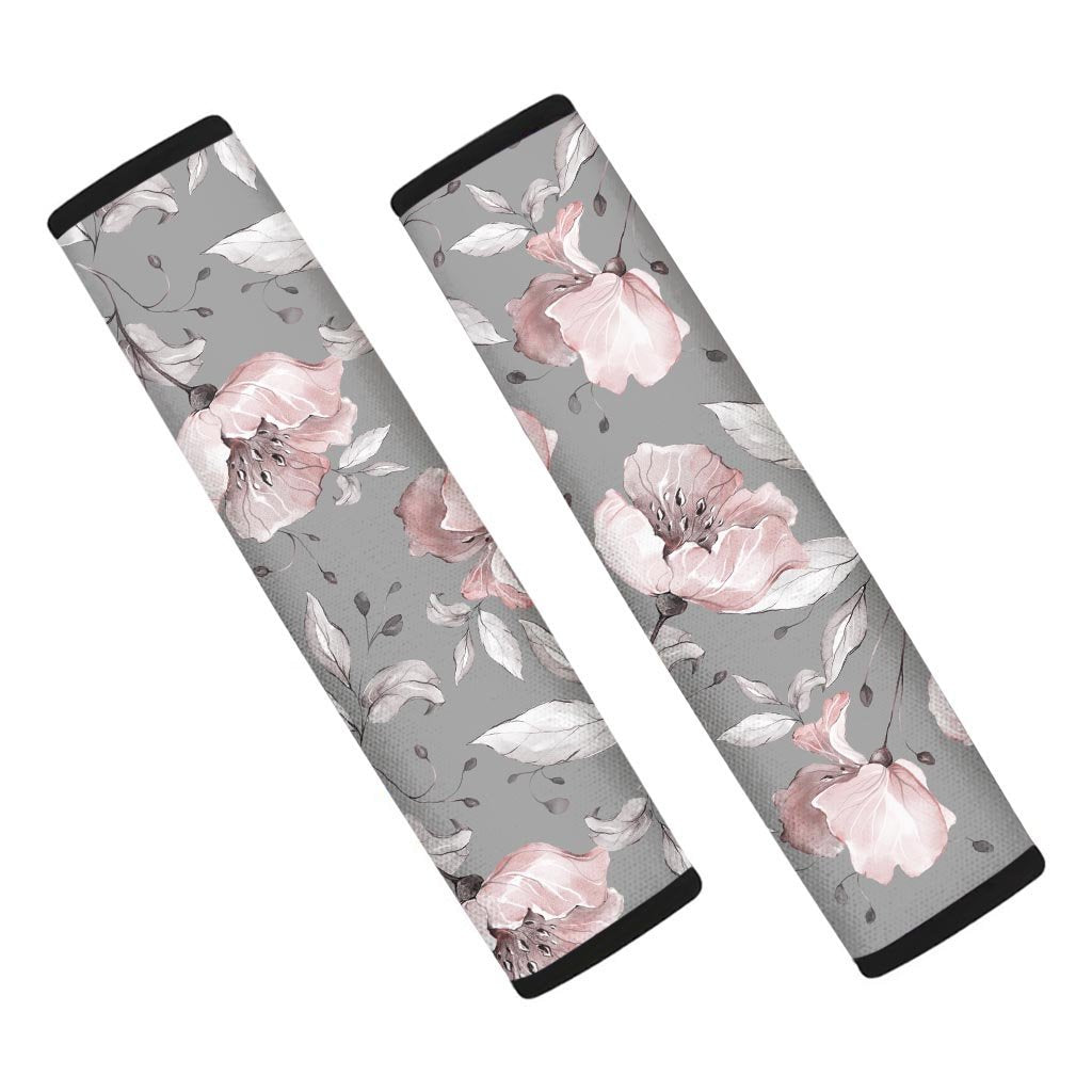 Grey Vintage Floral Print Seat Belt Cover-grizzshop