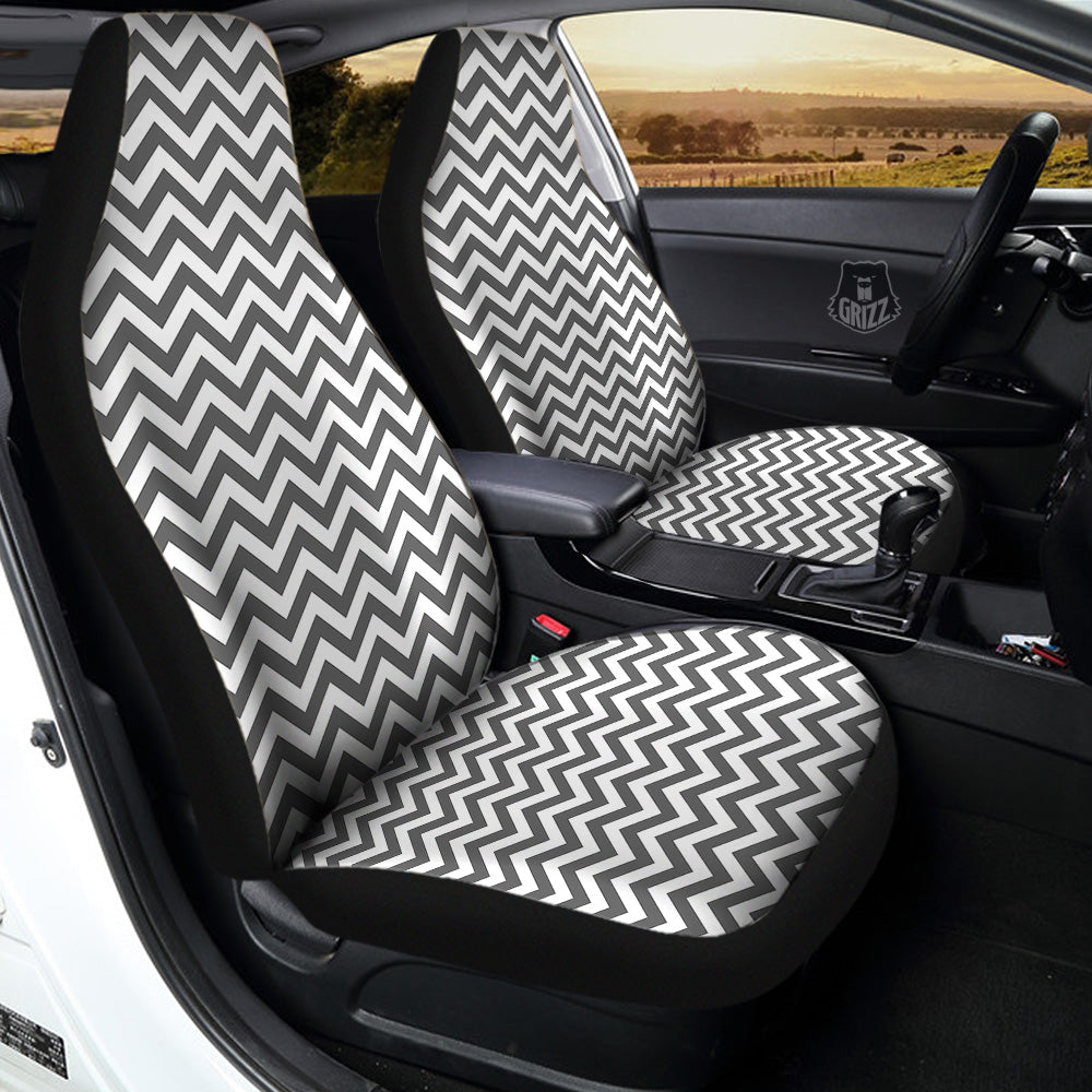 Grey Zigzag Print Pattern Car Seat Covers-grizzshop