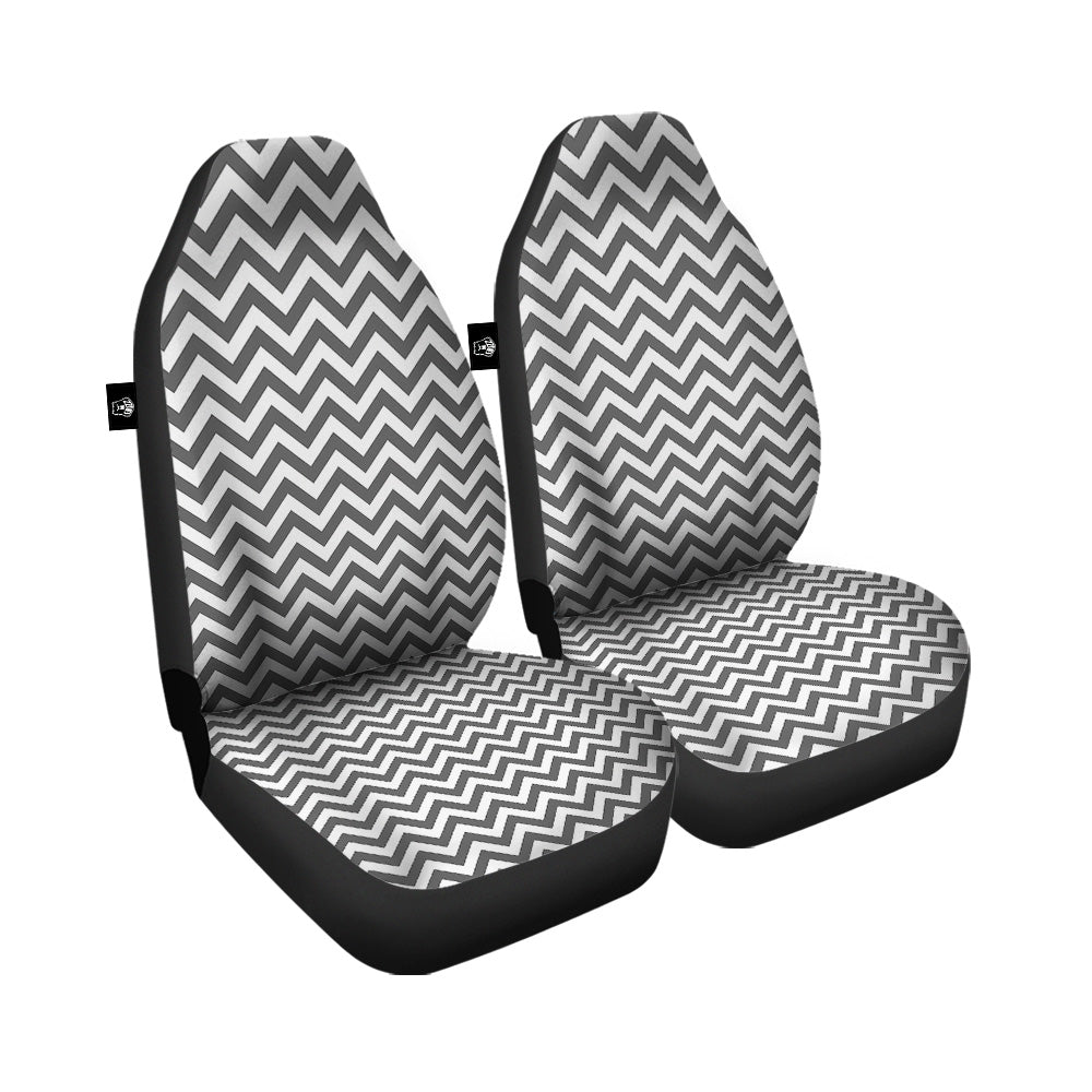 Grey Zigzag Print Pattern Car Seat Covers-grizzshop