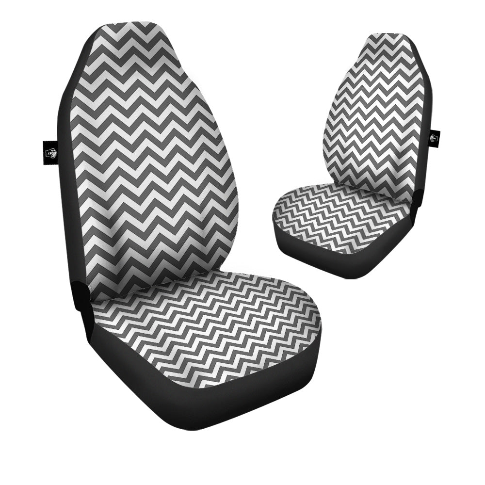 Grey Zigzag Print Pattern Car Seat Covers-grizzshop