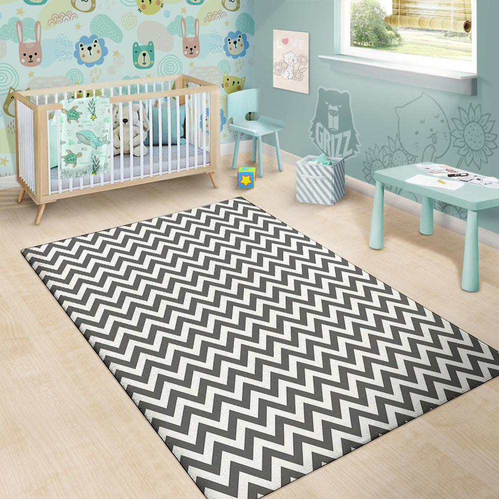 Grey Zigzag Print Pattern Floor Mat-grizzshop