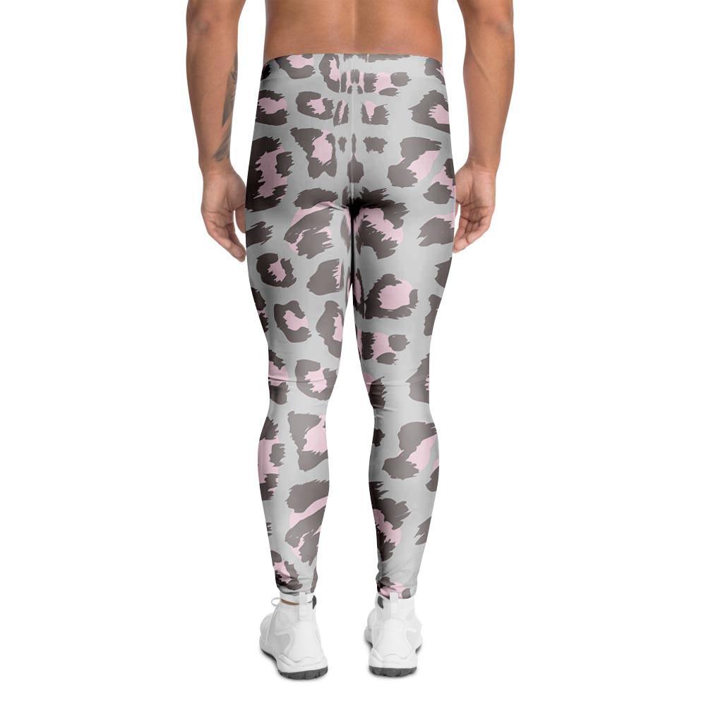 Grey and Pink Leopard Men's Leggings-grizzshop