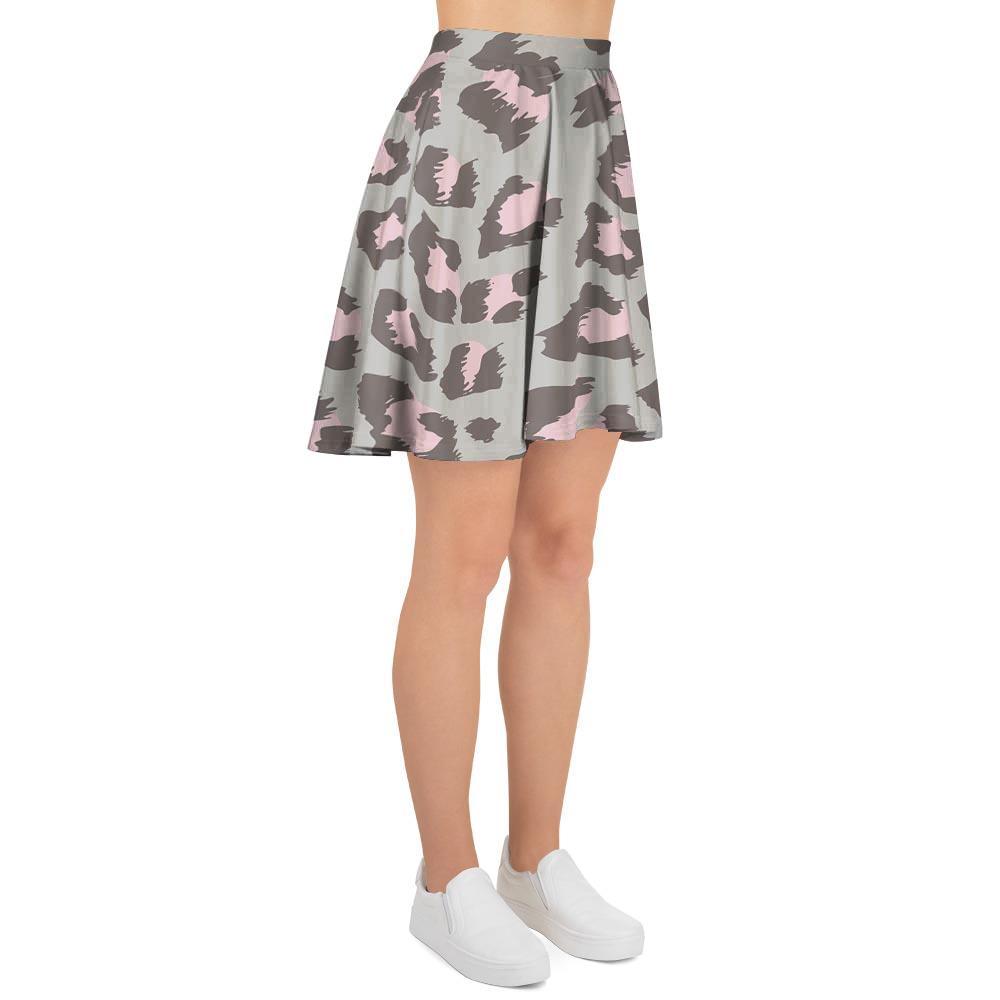 Grey and Pink Leopard Women's Skirt-grizzshop
