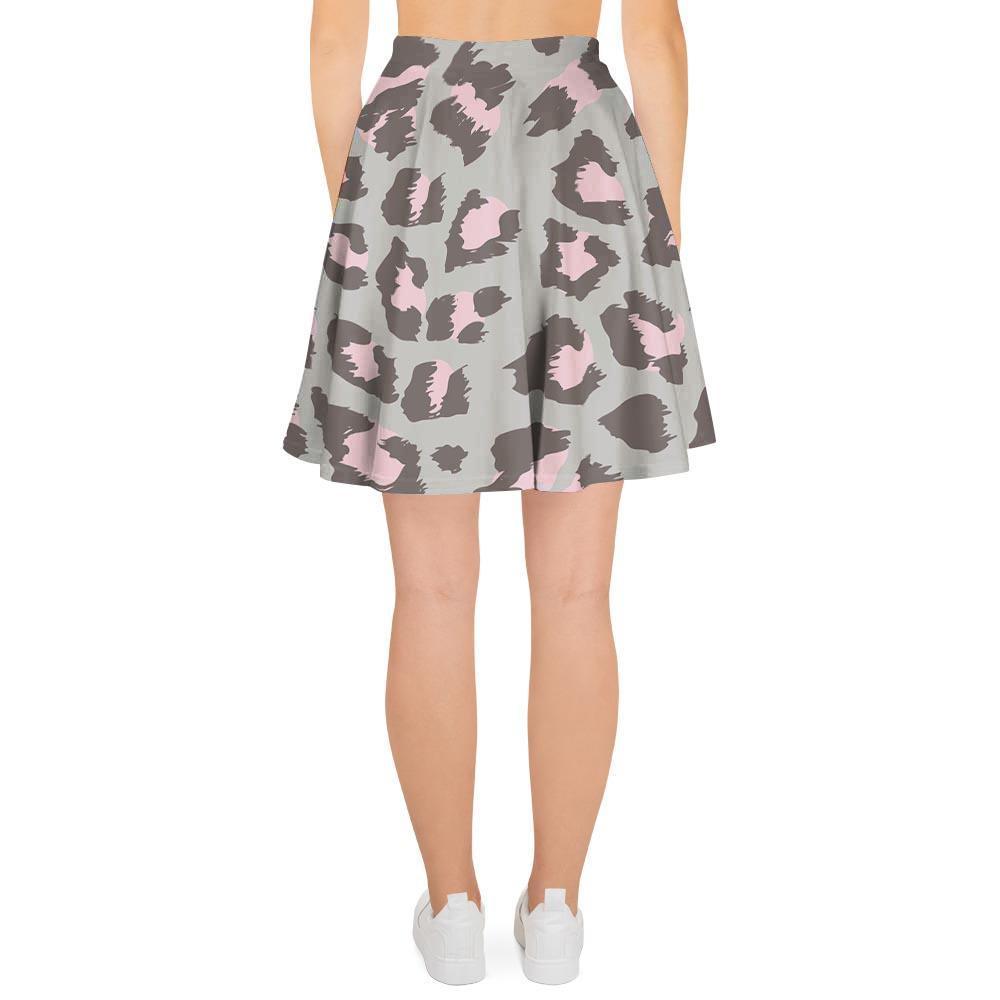 Grey and Pink Leopard Women's Skirt-grizzshop