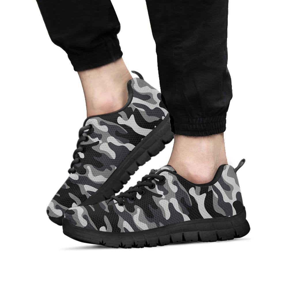 Grey Camouflage Print Men's Sneakers-grizzshop