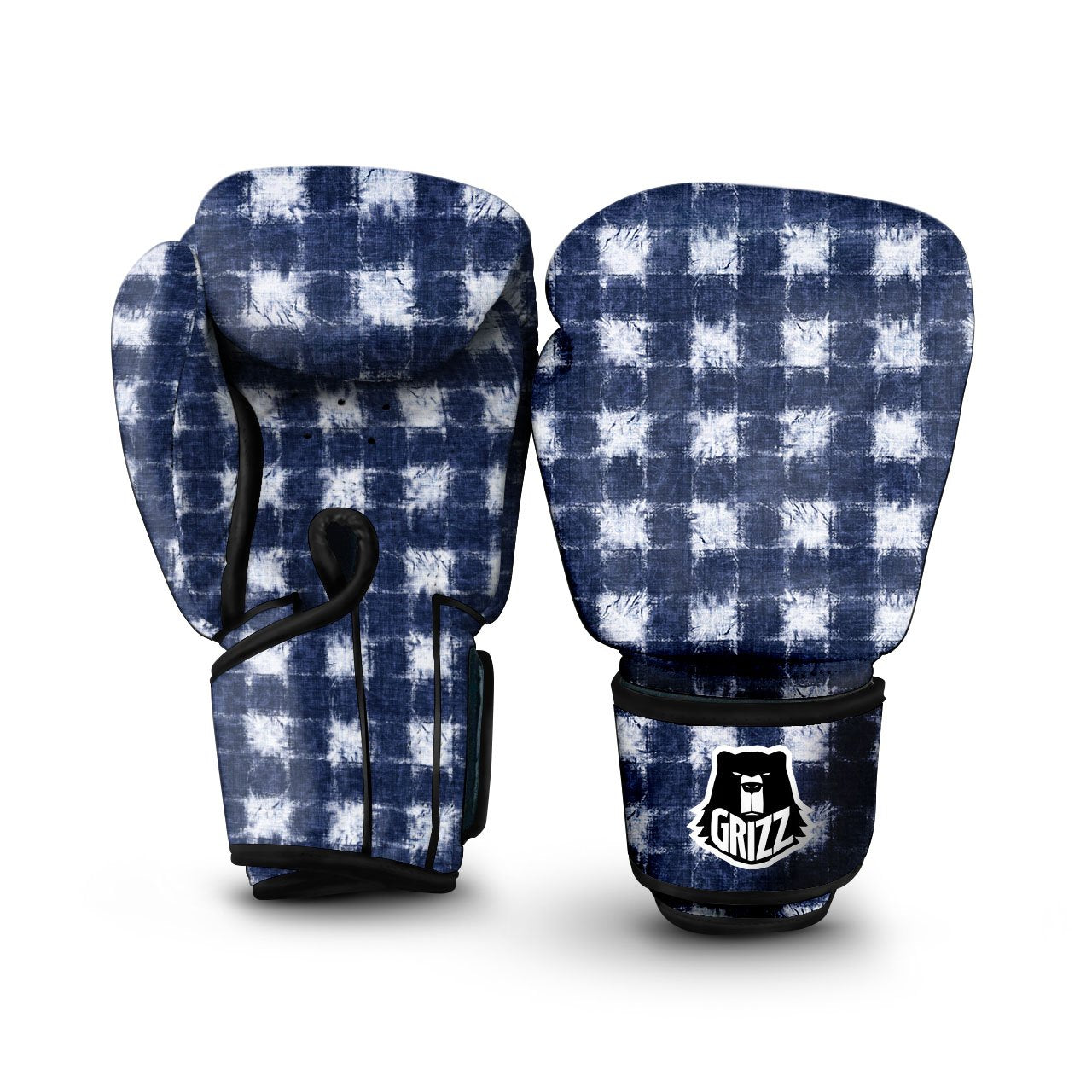Grid Shibori Print Pattern Boxing Gloves-grizzshop