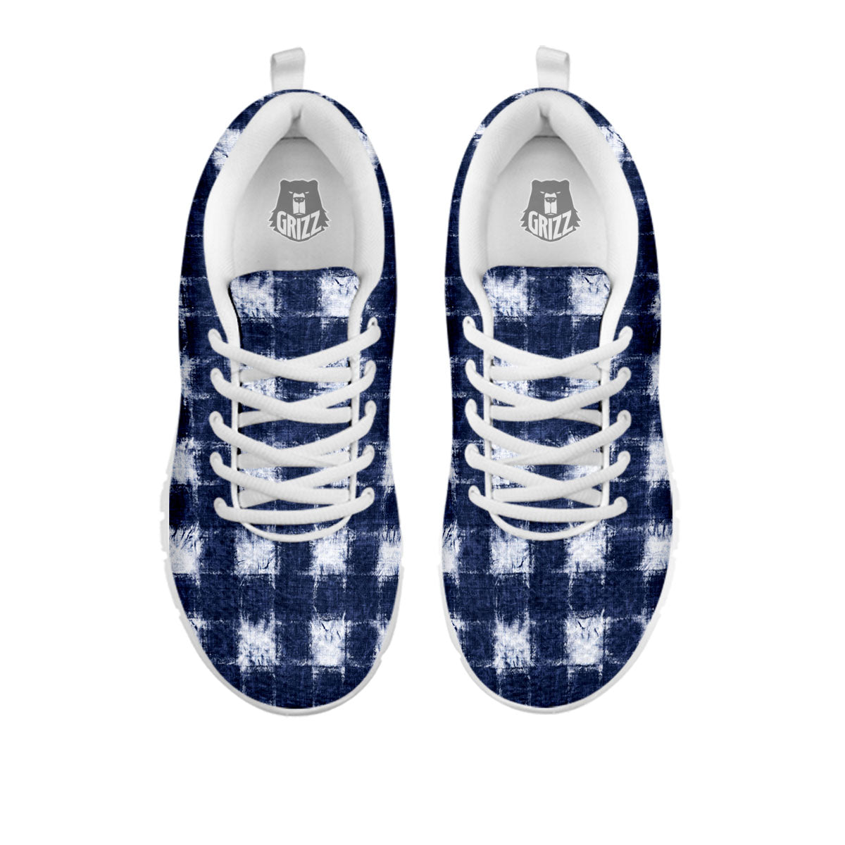 Grid Shibori Print Pattern White Sneaker-grizzshop
