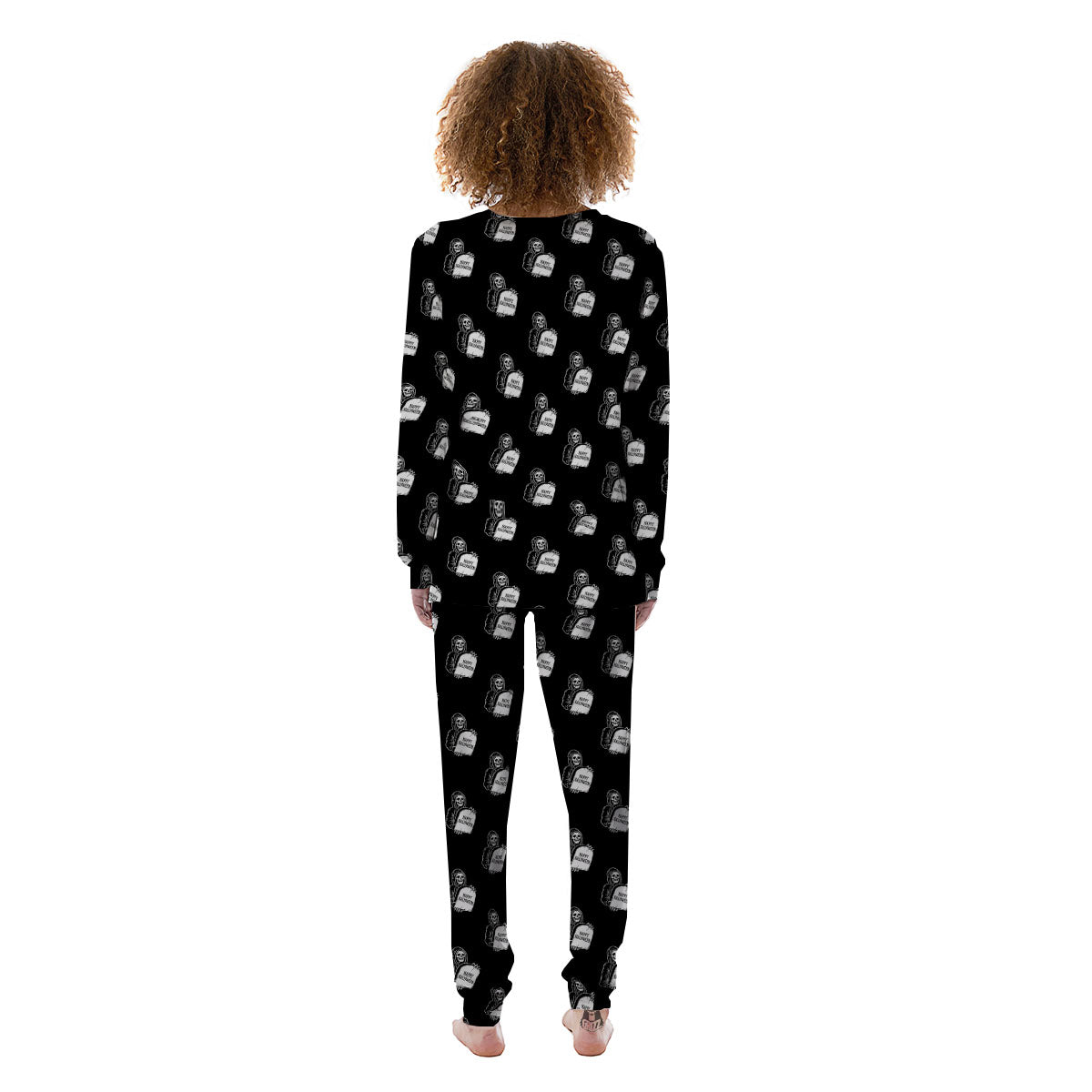 Grim Reaper Halloween Print Pattern Women's Pajamas-grizzshop