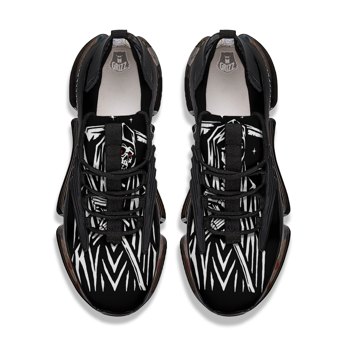 Grim Reaper Sad Print Black Gym Shoes-grizzshop