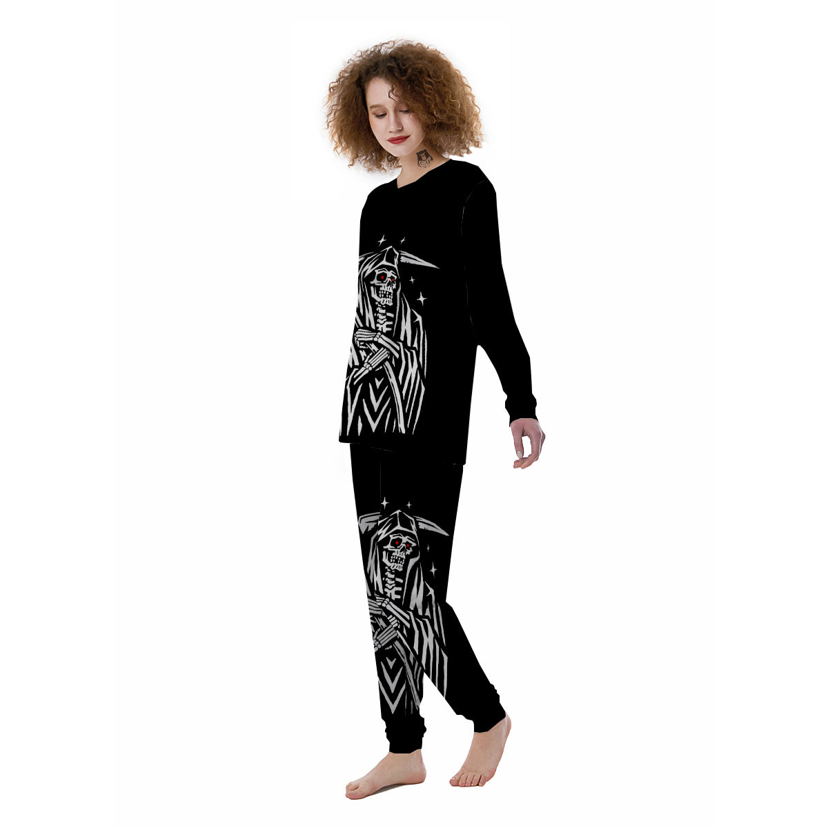 Grim Reaper Sad Print Women's Pajamas-grizzshop
