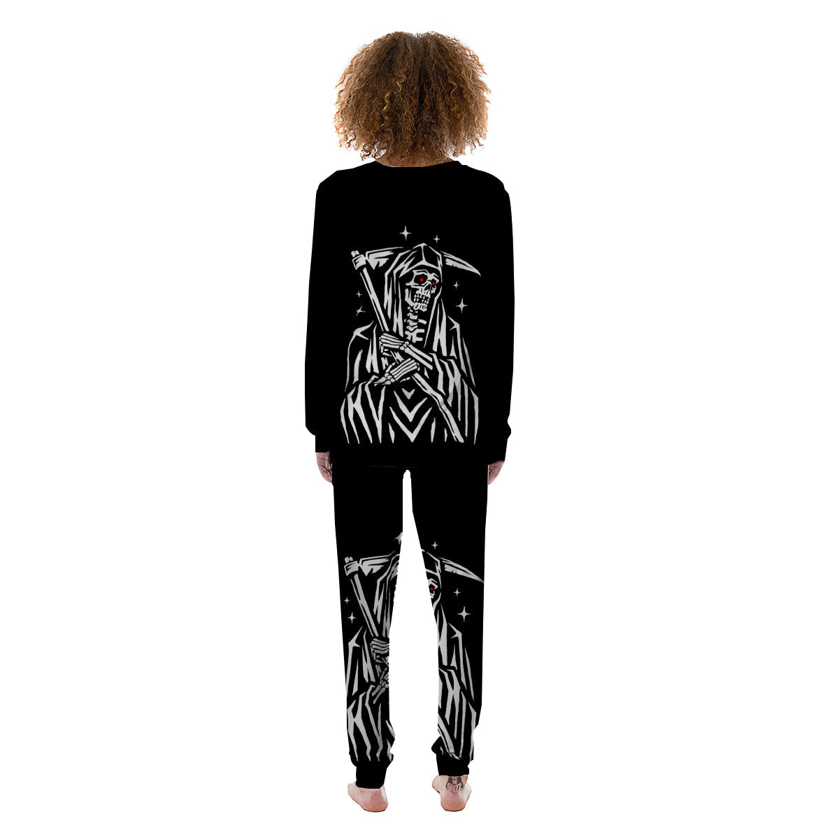 Grim Reaper Sad Print Women's Pajamas-grizzshop