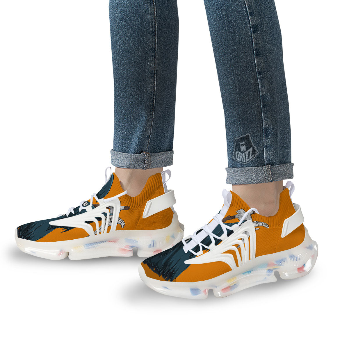 Grim Reaper Skeleton Dap Print White Gym Shoes-grizzshop